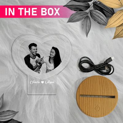 Couple night lamp with Warm White light Customized With Photo gift fir wife husbansd